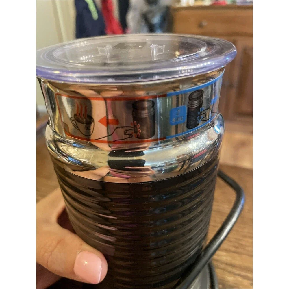Nespresso Aeroccino Electric Milk Frother & Warmer, Black Stainless Steel